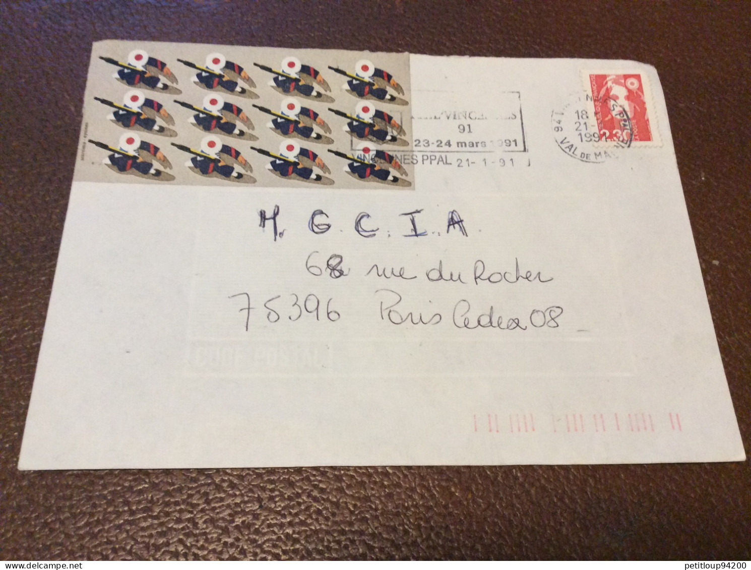 118 *ARMOIRIE Enveloppe  VINCENNES  Annee1991 - Briefe U. Dokumente