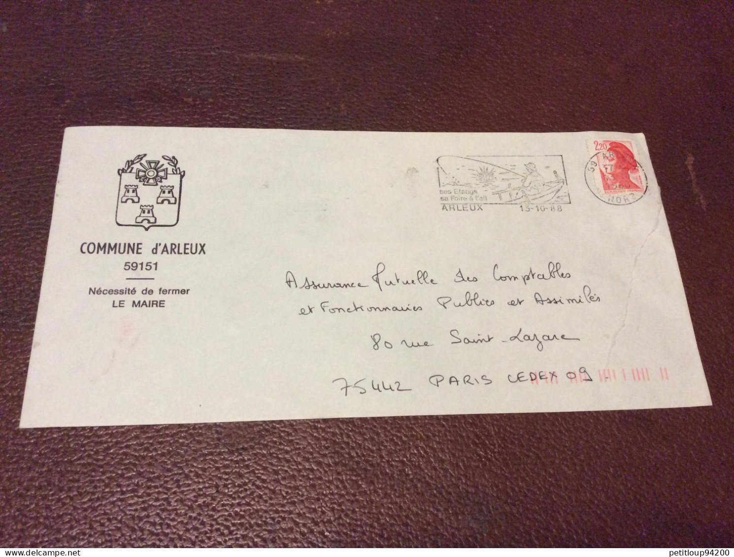 127 *ARMOIRIE Enveloppe  COMMUNE D’ARLEUX  59151  ANNEE 1988 - Briefe U. Dokumente