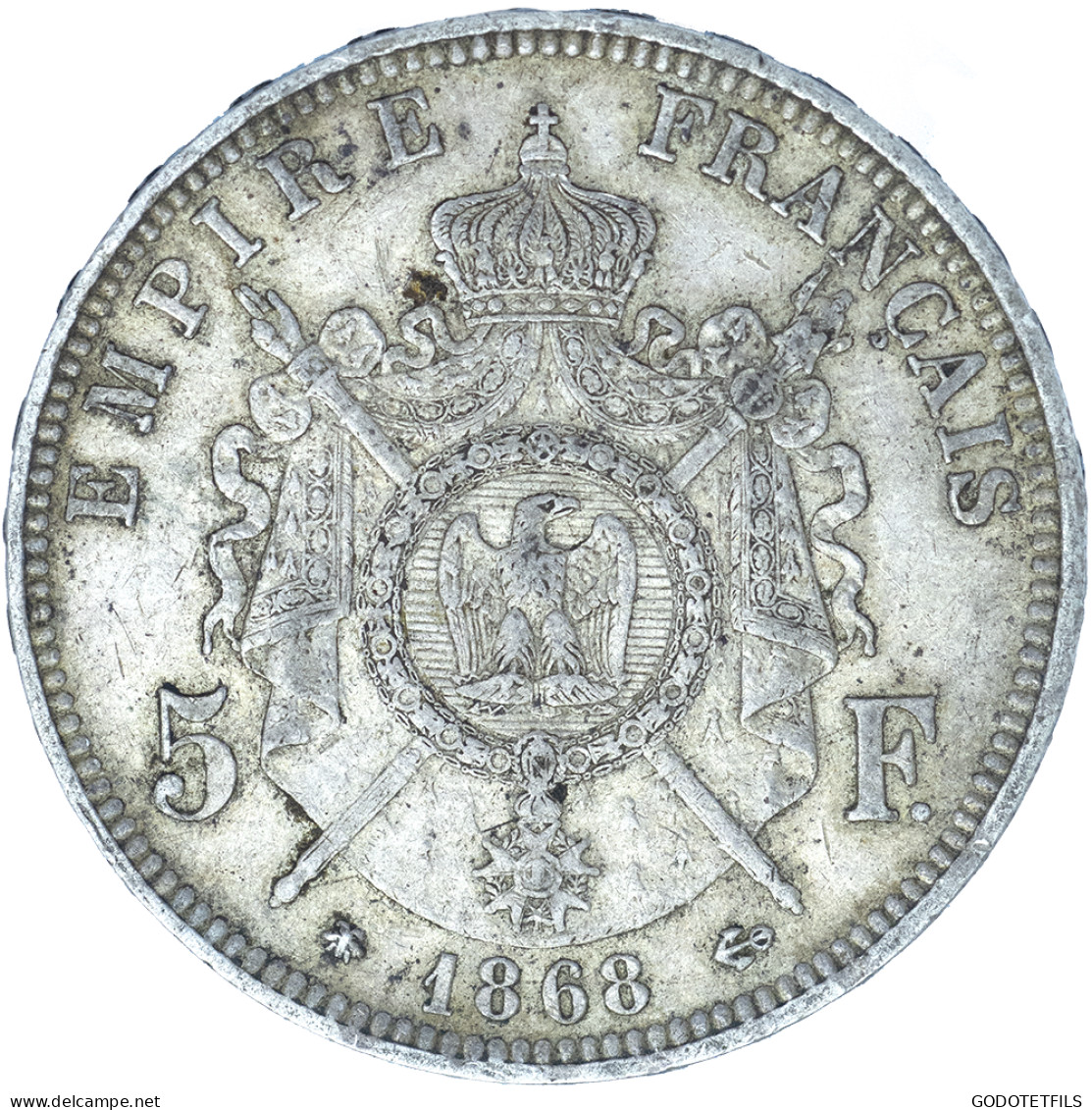 Second-Empire-5 Francs Napoléon III, Tête Laurée 1868 Paris - 5 Francs