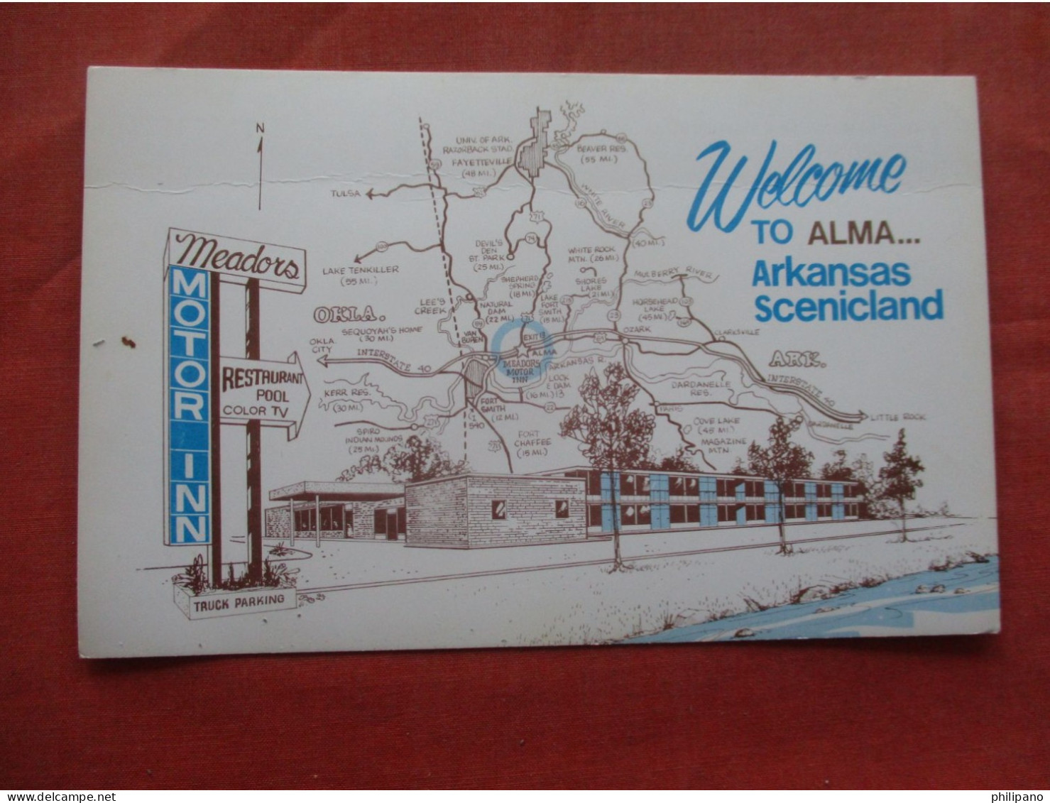 Map- Meadors Motor Inn & Restaurant. Alma  Arkansas    Ref 6186 - Hot Springs
