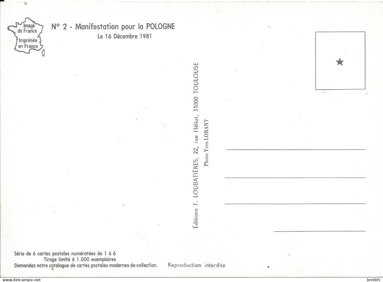 Série De 6 Cartes En Tirage Limité (1000 Exemplaires)  - MANIFESTATION POUR LA POLOGNE 1981 - Manifestazioni