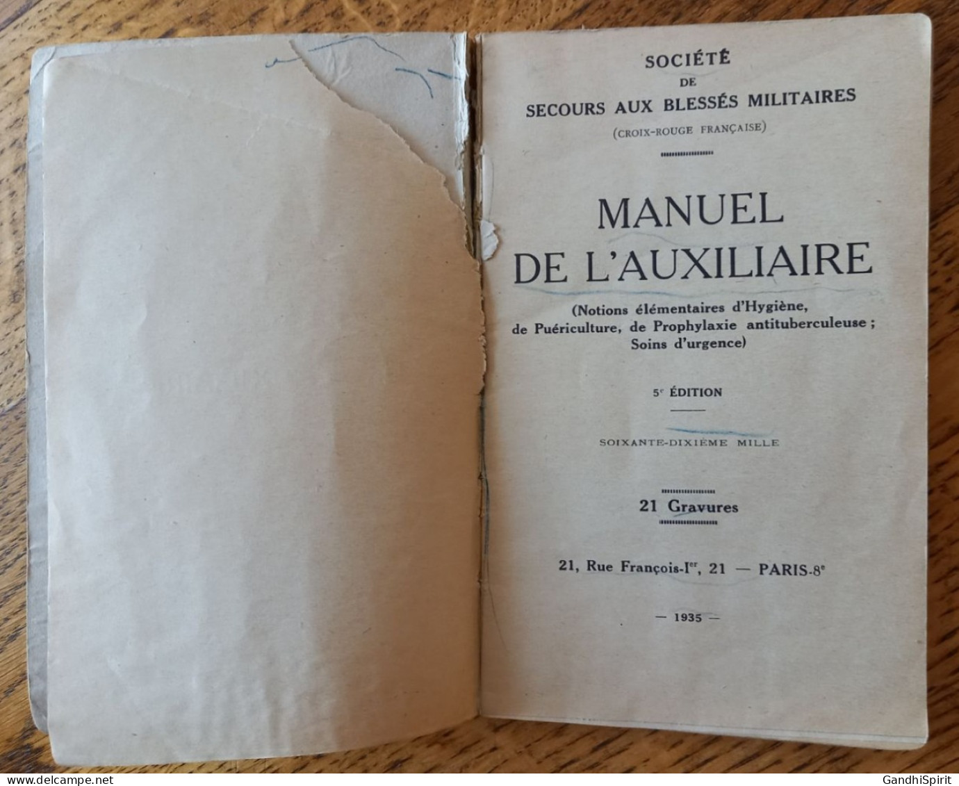 1935 Croix Rouge Française - Manuel De L'Auxiliaire - Société De Secours Aux Blessés Militaires, Guerre Chimique - Français