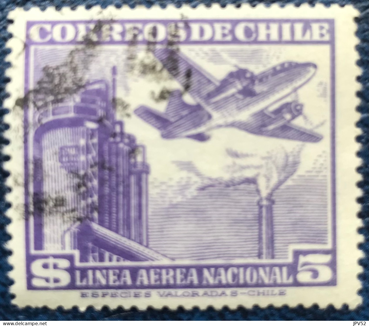 Chile - Chili - C14/20 - 1951 - (°)used - Michel 486 - Vliegtuig Boven Fabriek - Chili