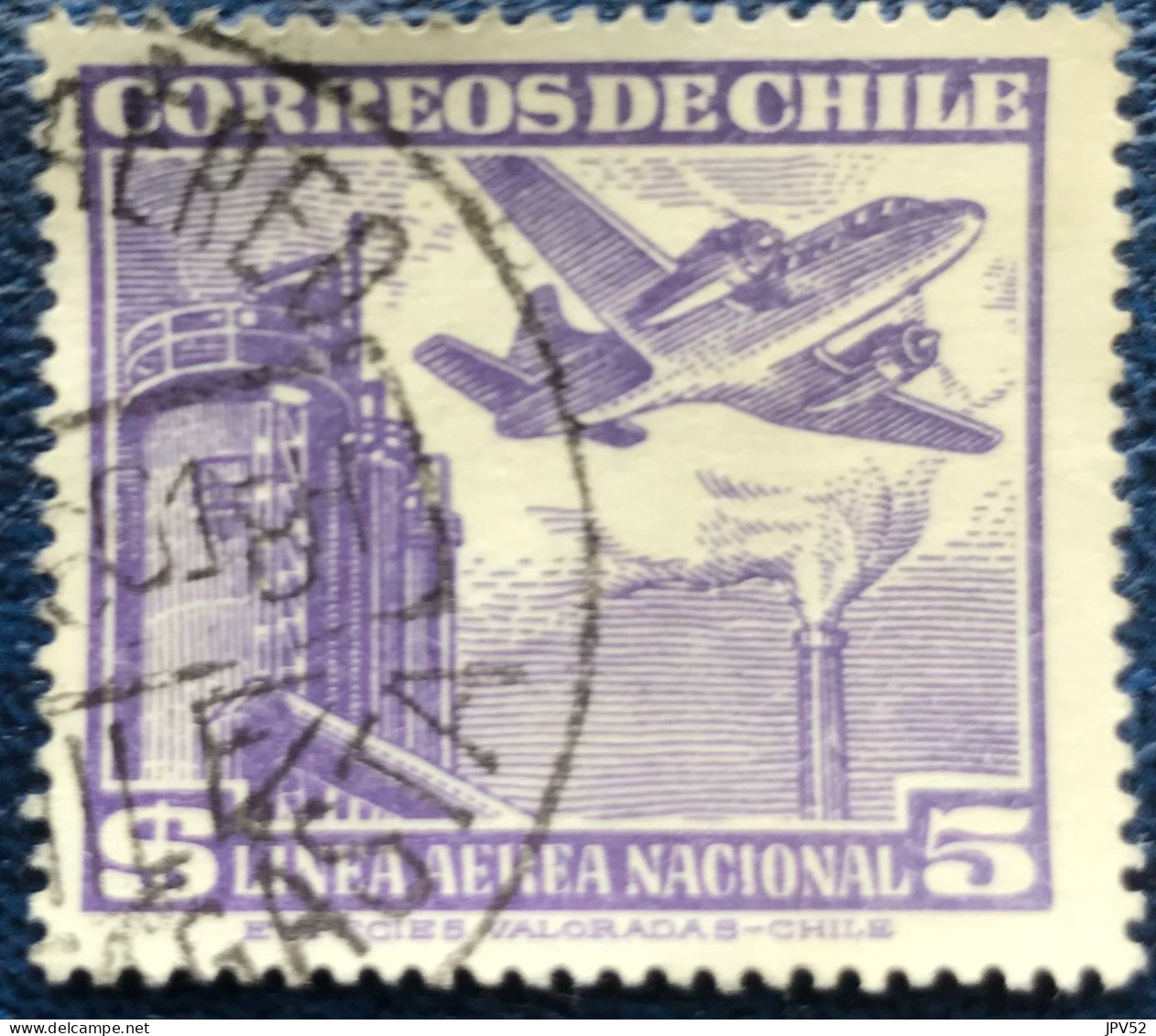 Chile - Chili - C14/20 - 1951 - (°)used - Michel 486 - Vliegtuig Boven Fabriek - Chili