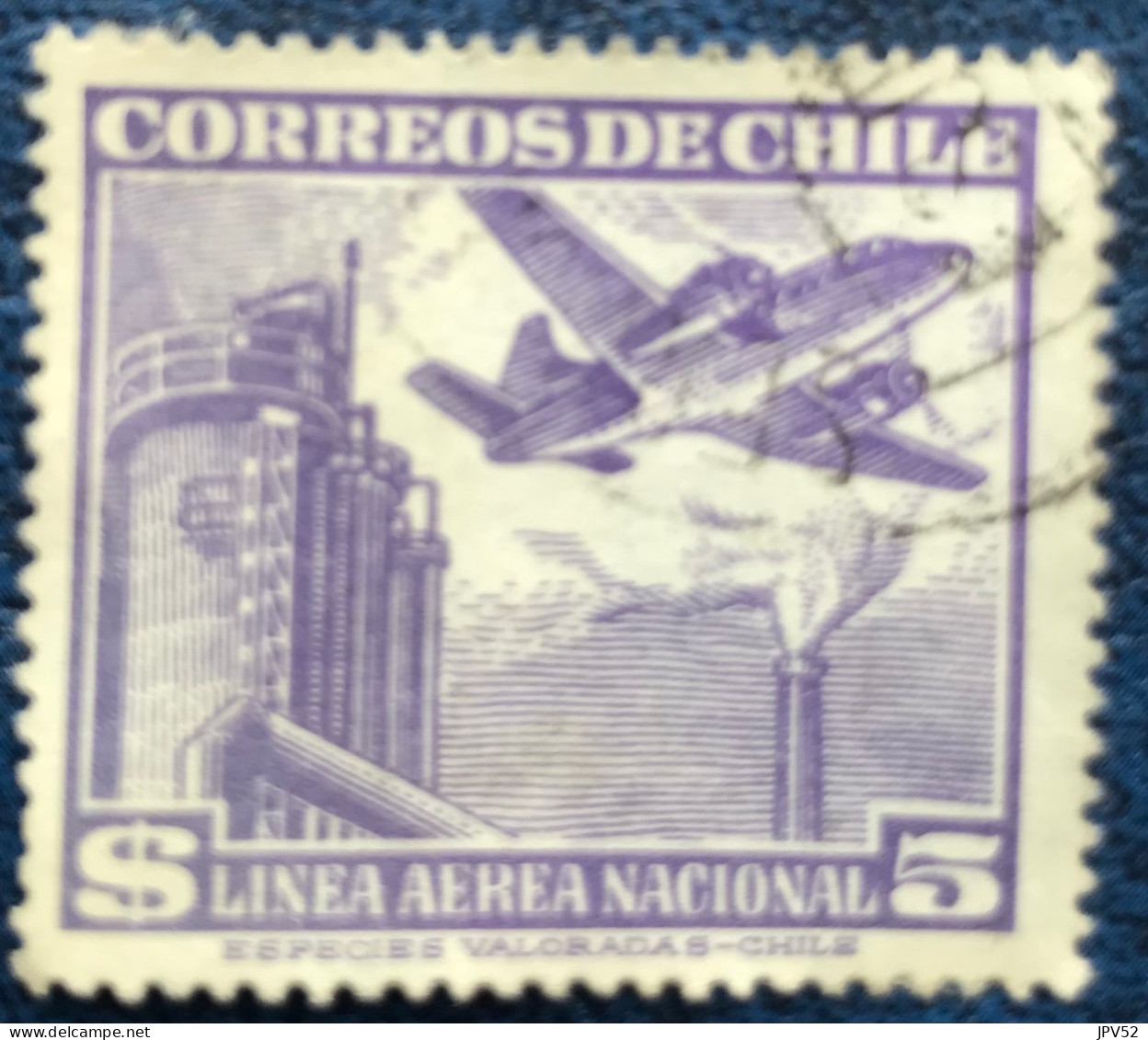 Chile - Chili - C14/20 - 1951 - (°)used - Michel 486 - Vliegtuig Boven Fabriek - Chili