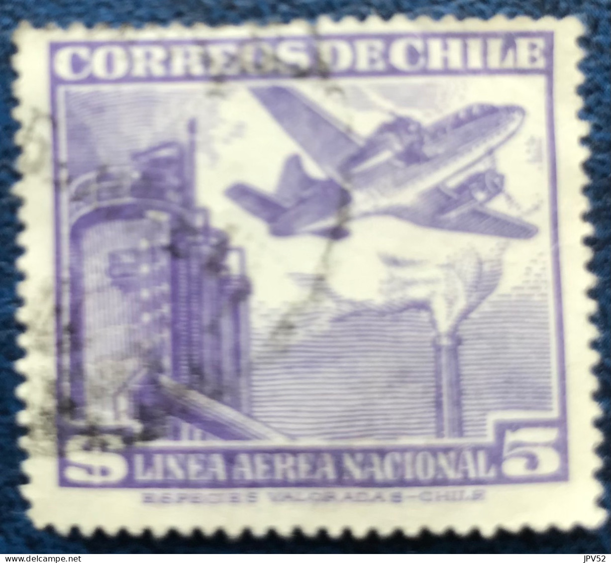 Chile - Chili - C14/20 - 1951 - (°)used - Michel 486 - Vliegtuig Boven Fabriek - Chili
