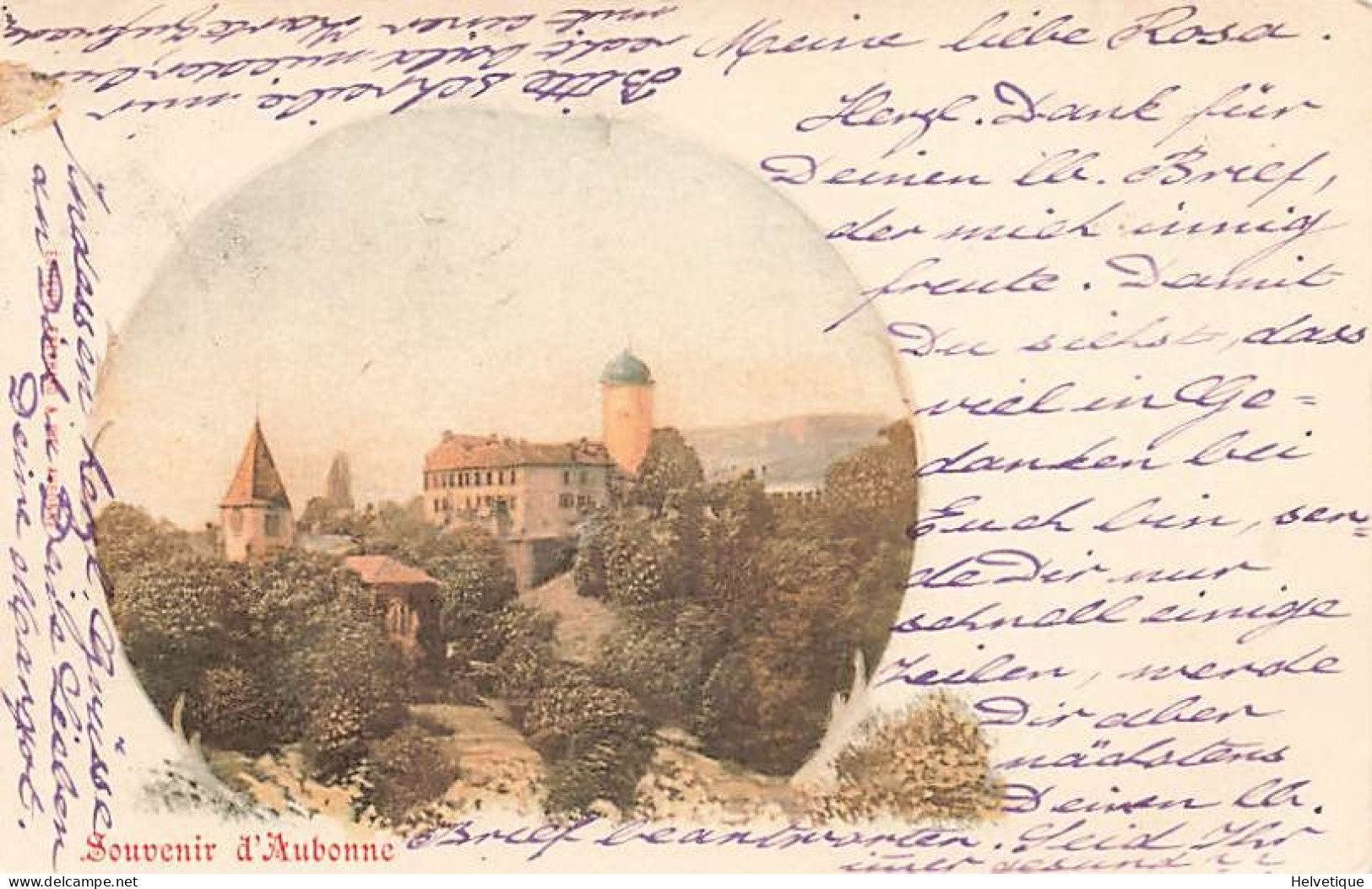 Souvenir D'Aubonne Le Château Litho 1900 - Aubonne