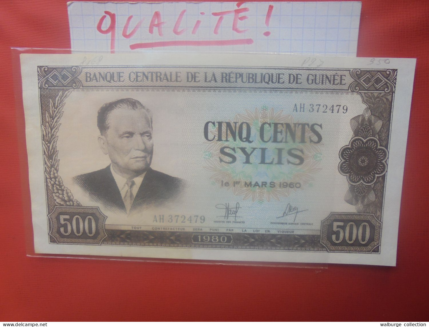 GUINEE 500 SYLIS 1980 Peu Circuler Presque Neuf (B.30) - Guinée