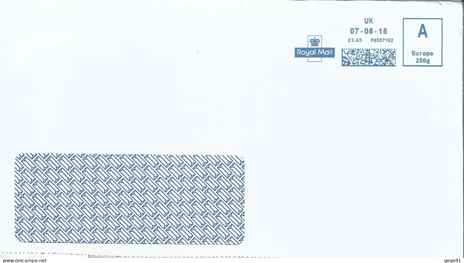 Ema Pitney Bowes - Lettre De 250g Pour La France - Enveloppe Réduite 220x110 - Franking Machines (EMA)