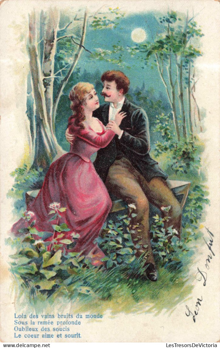 ARTS - Peintures Et Tableaux - Un Couple Dans La Forêt à La Clair De Lune - Carte Postale Ancienne - Paintings