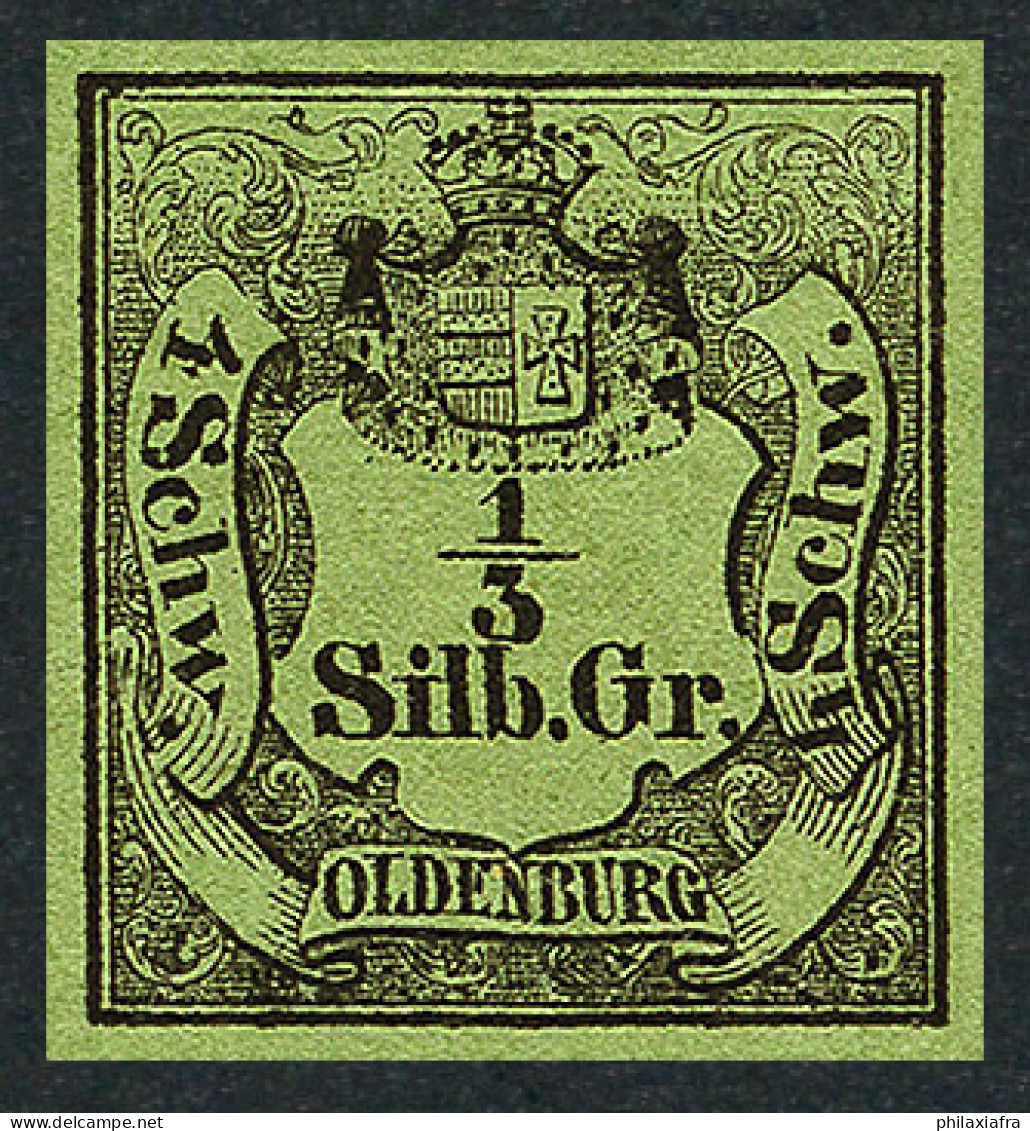 1852 Allemagne Oldenbourg 1/3 S. Neuf ** Av. Gomme Mi.1 Magnifique Reproduction - Oldenburg