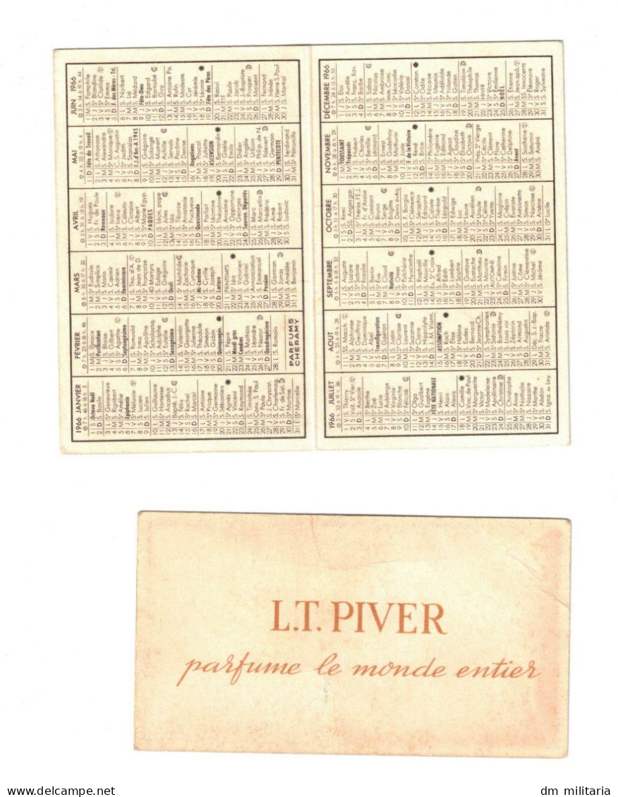 LOT 2 DOCUMENTS - CALENDRIER DE POCHE 1966 PARFUM ESPACE CHERAMY PARIS - ÉTIQUETTE CARTON RÊVE D'OR L.T.PIVER PARIS - Autres & Non Classés