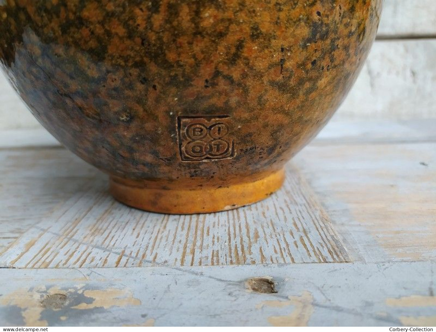 Ancien Vase Pot Grès Biot René Augé Laribé