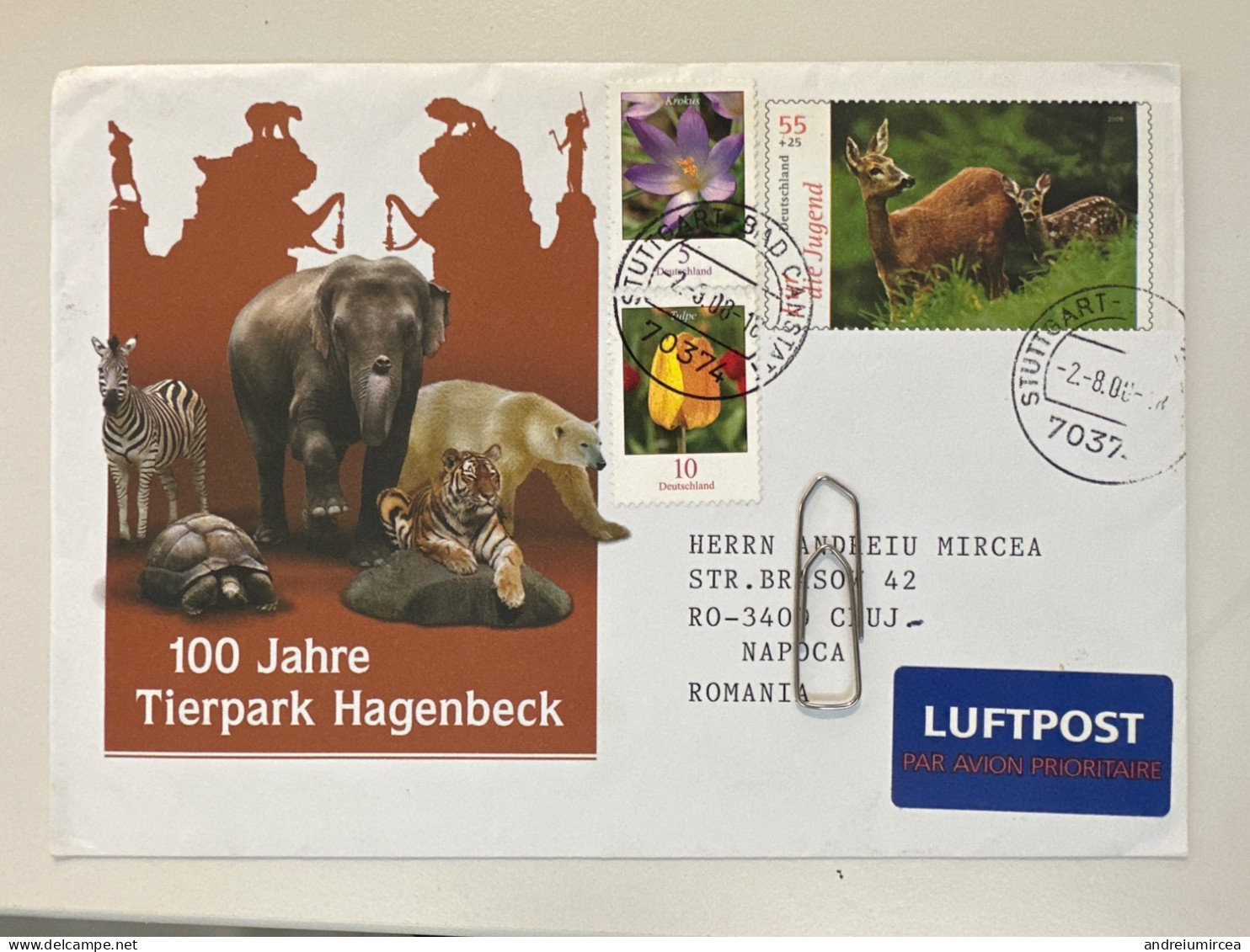 Postal Stationary Cover 2008 Zoo Hagenbeck - Briefomslagen - Gebruikt