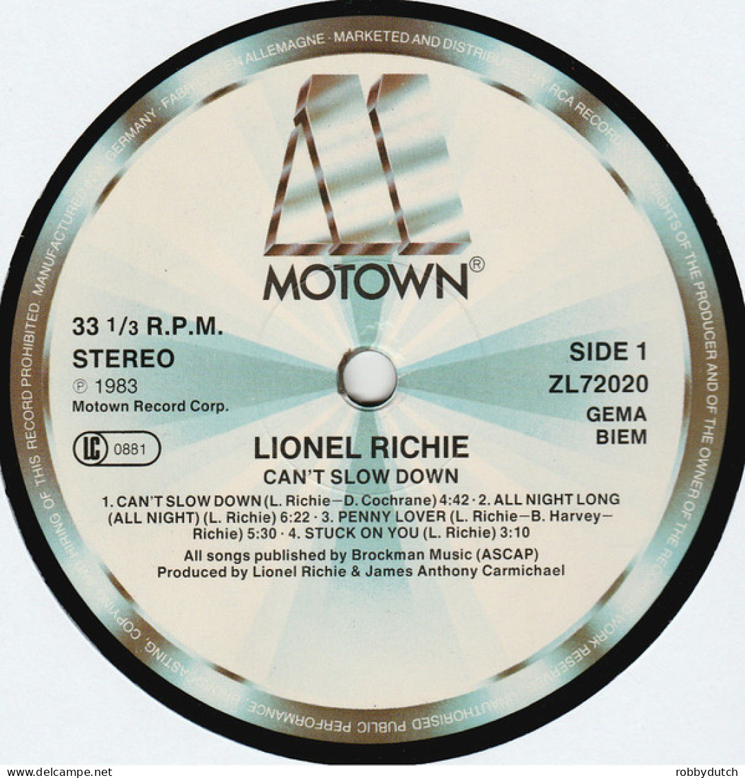 * LP *  LIONEL RICHIE - CAN'T SLOW DOWN (Europe 1983) - Soul - R&B