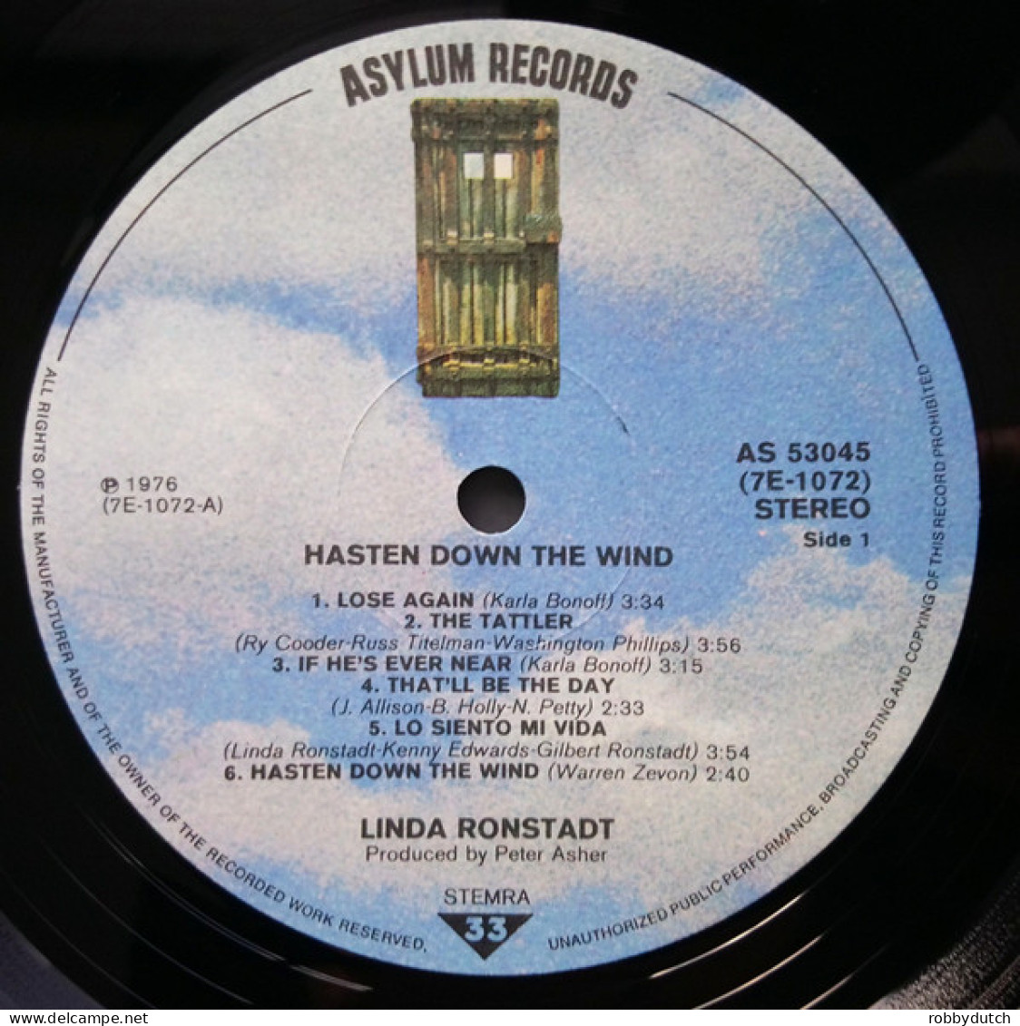 * LP *  LINDA RONSTADT - HASTEN DOWN THE WIND (Holland 1976 EX-)