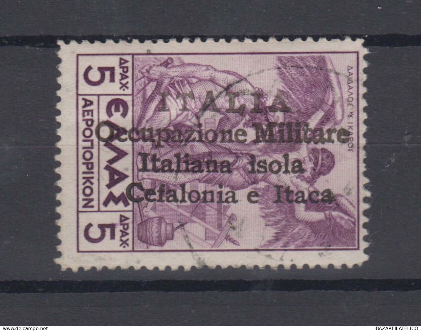 CEFALONIA E ITACA EMISSIONE DI ARGOSTOLI 1941 POSTA AEREA 5 D. N.16 US. E.DIENA - Cefalonia & Itaca