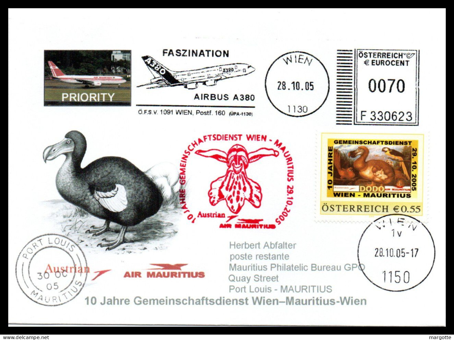 FFC  Wien-Mauritius-Wien  10 Ans De Coopération 2005 - Briefe U. Dokumente