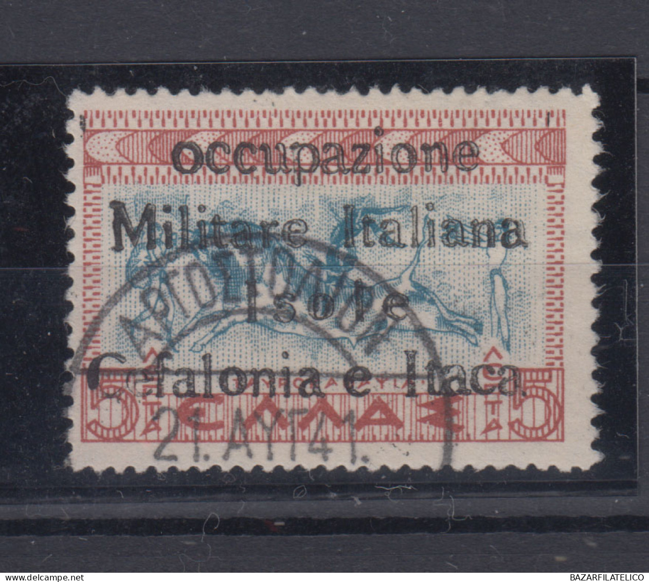 OCCUPAZIONI ITACA 1941 MITOLOGICA 5 L. N.4 US. CERTIFICATO GRANDE RARITA' - Cefalonia & Itaca