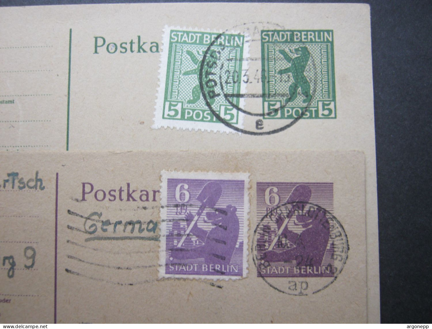 1946 , Bärenausgabe, 2 Ganzsachen Mit Zusatzfrankatur - Postal  Stationery