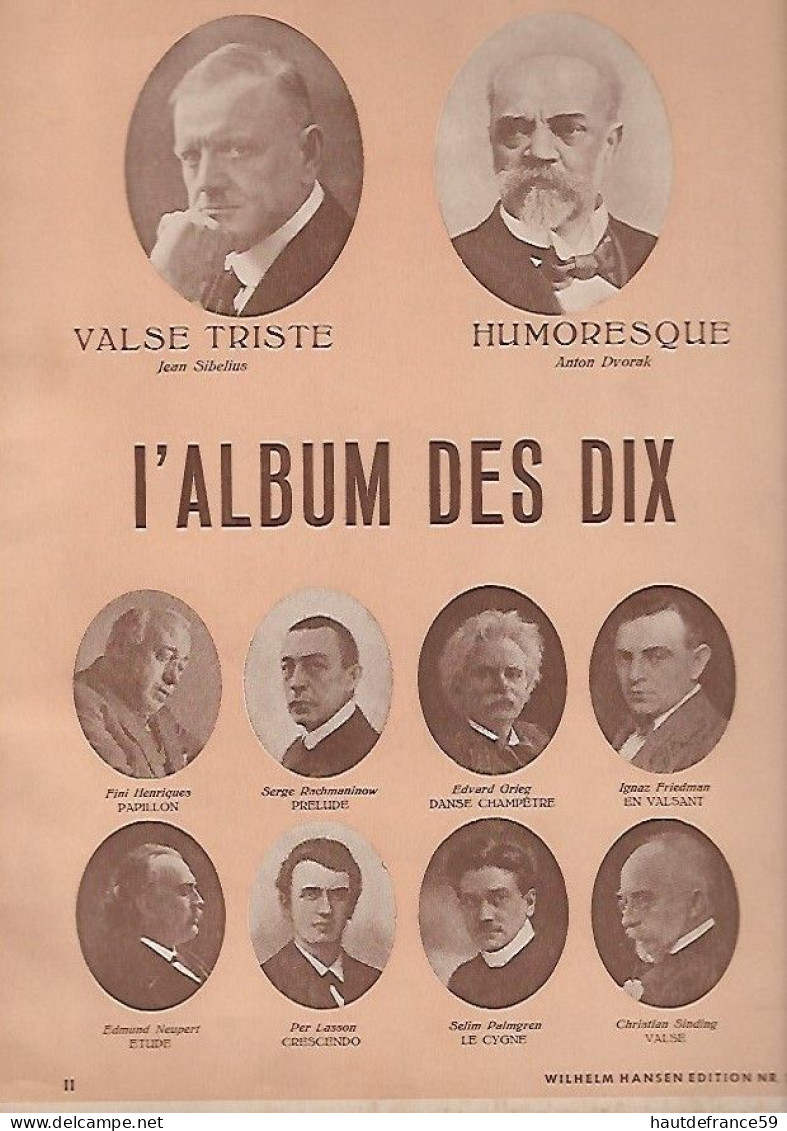 RECUEIL 1909 Répertoire Partitions Musique , 39 Pages  - L ALBUM DES DIX Wilhelm Hansen EditLeipzig - Gezang