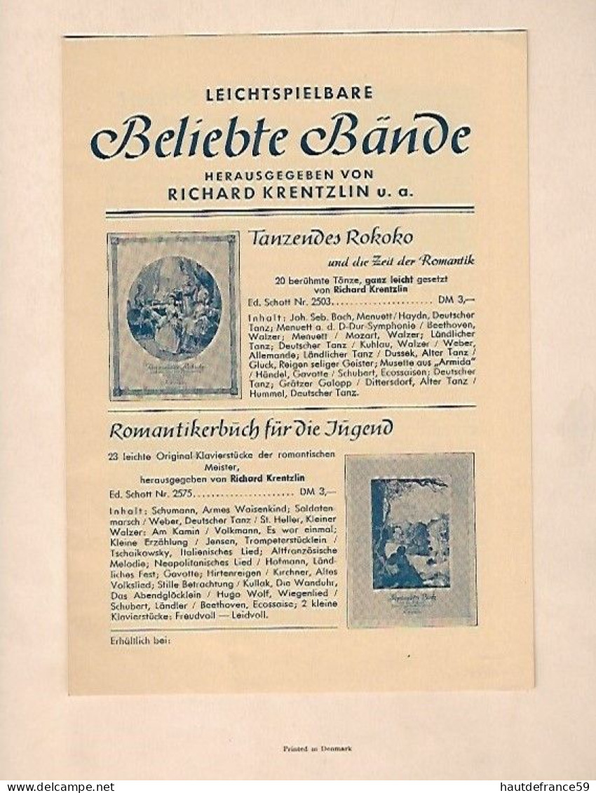 RECUEIL 1909 Répertoire Partitions Musique , 39 Pages  - L ALBUM DES DIX Wilhelm Hansen EditLeipzig - Chant Chorale