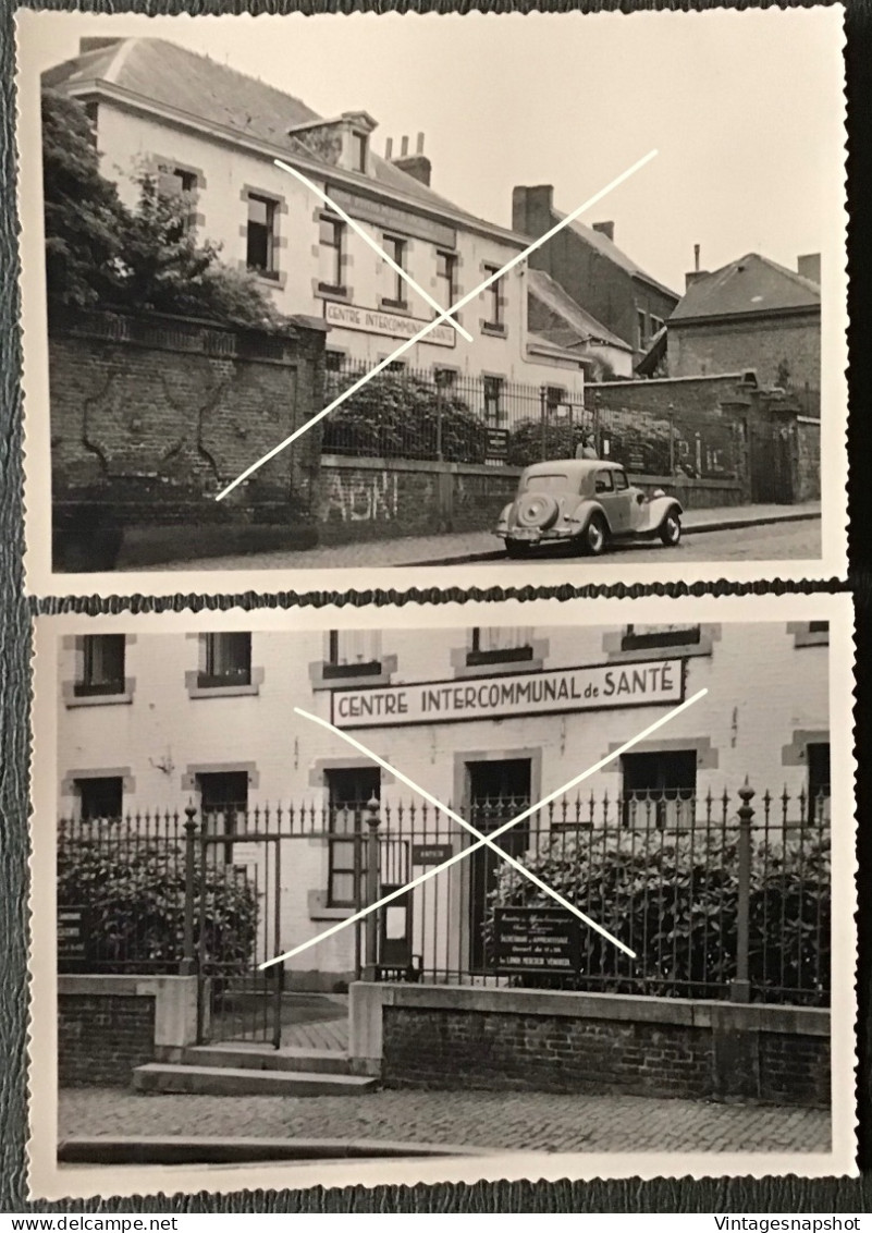 PÂTURAGES  Centre Intercommunale De Santé Citroën Traction ABRI Peint Sur Le Mur 2 CP PK Vers 1940-1945 WW2 - Colfontaine