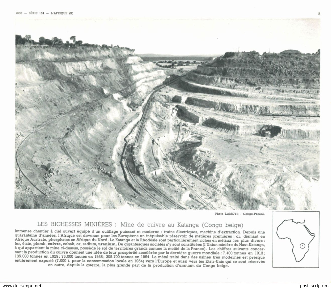 Photo  -  Reproduction - Congo Mines De Cuivre Au Katanga - Afrika