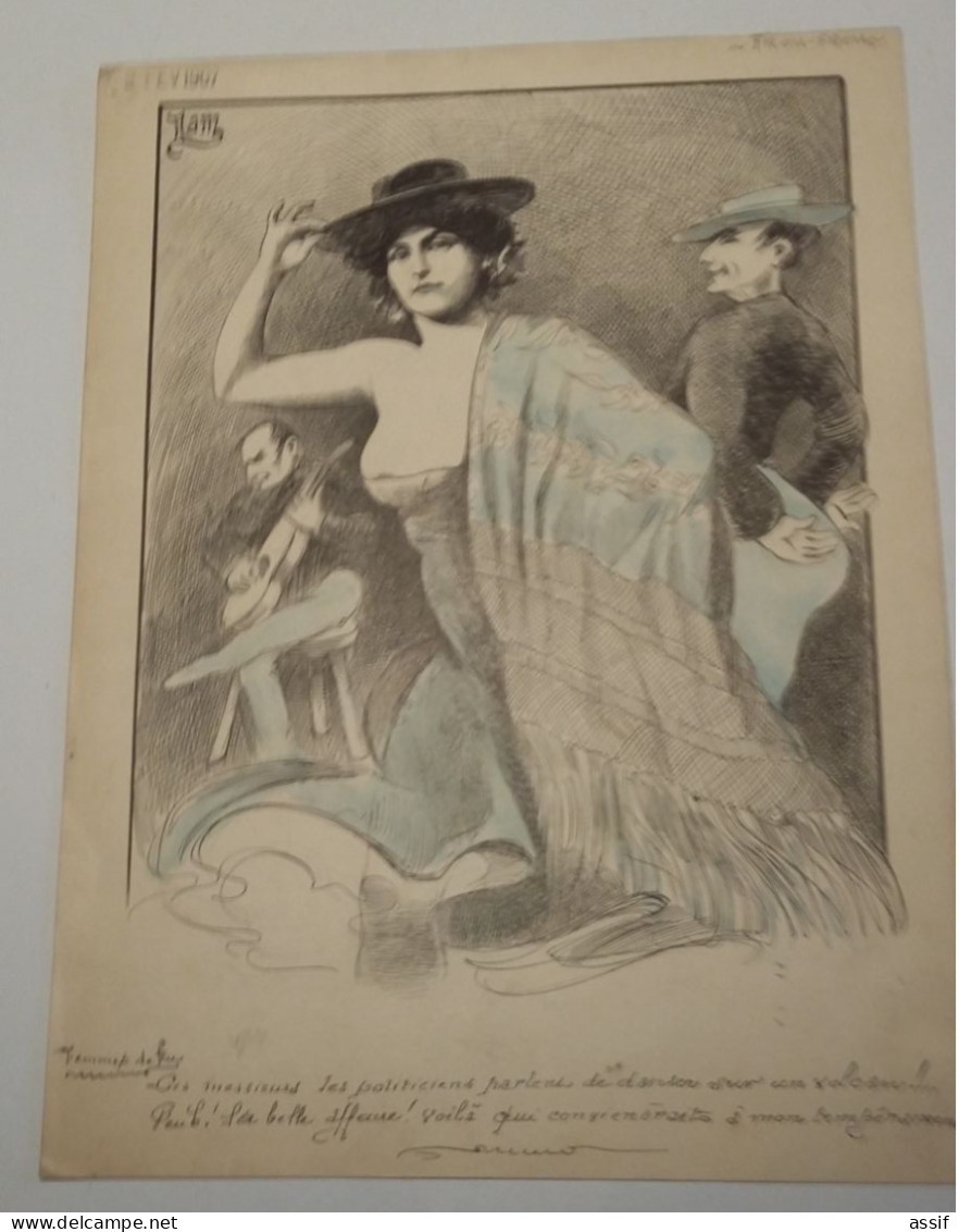 Nam Planche Dessin Pour " Frou - Frou " 2 FEV 1907 - Femmes De Feu - Otros & Sin Clasificación