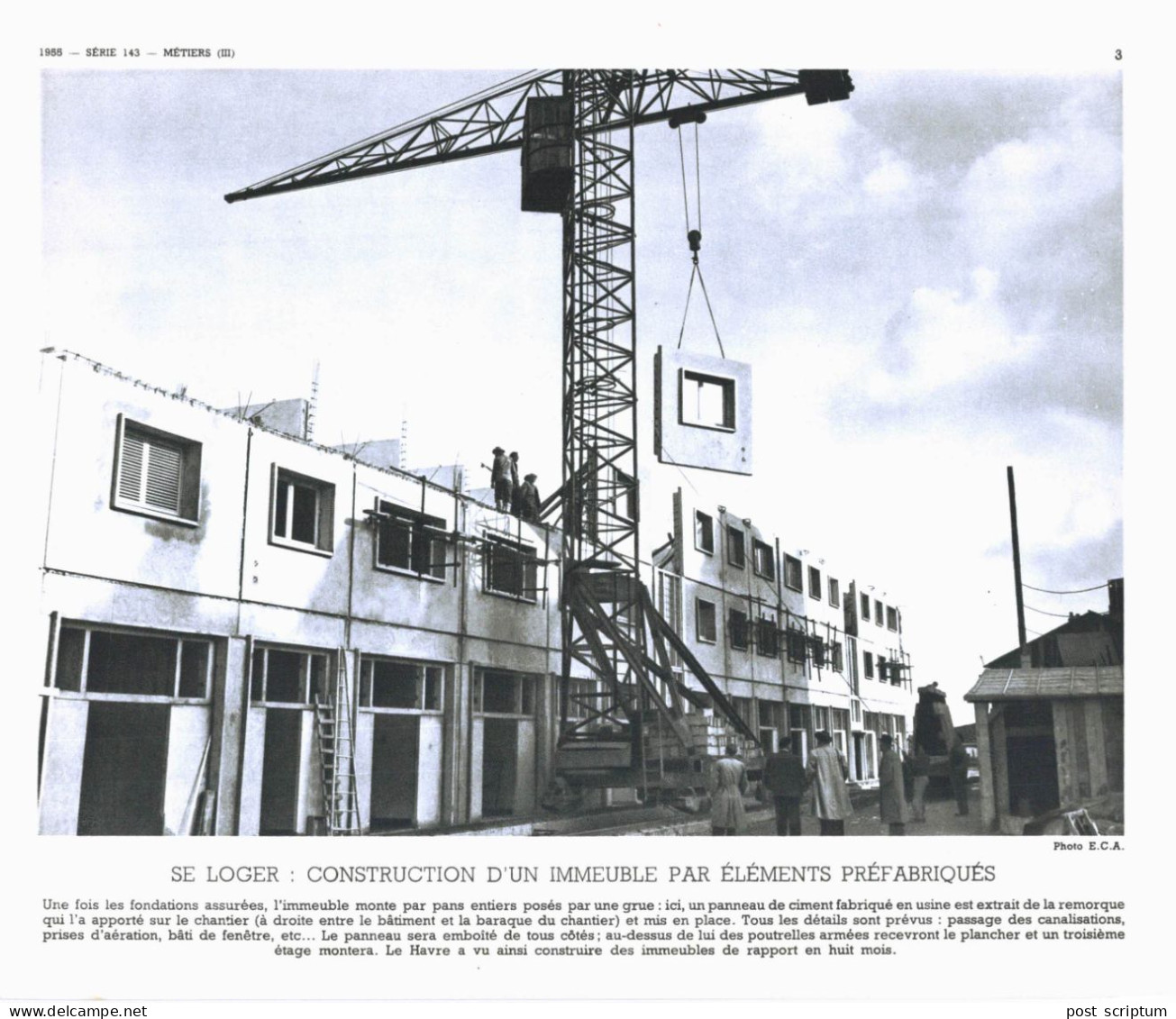 Photo  -  Reproduction -  Le Havre ? - Construction D'un Immeuble Par éléments Préfabriqués - Europa