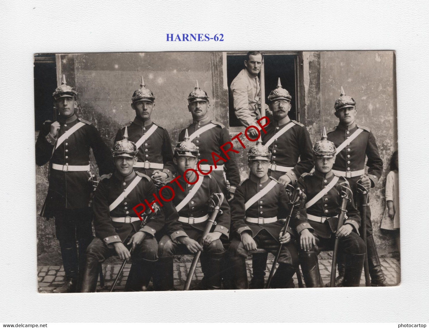 HARNES-Deutsche Soldaten-UNIFORMES-CARTE PHOTO Allemande-GUERRE 14-18-1WK-FRANCE-62- - Harnes