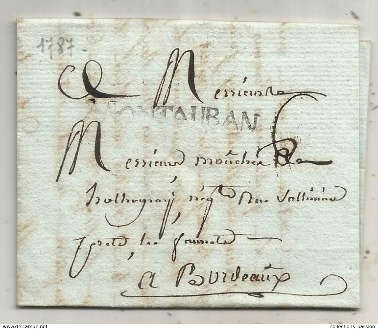 Lettre, Préphilatélie, Précurseurs XVIII E Siècle, 1787, MONTAUBAN, 3 Scans - 1701-1800: Precursors XVIII