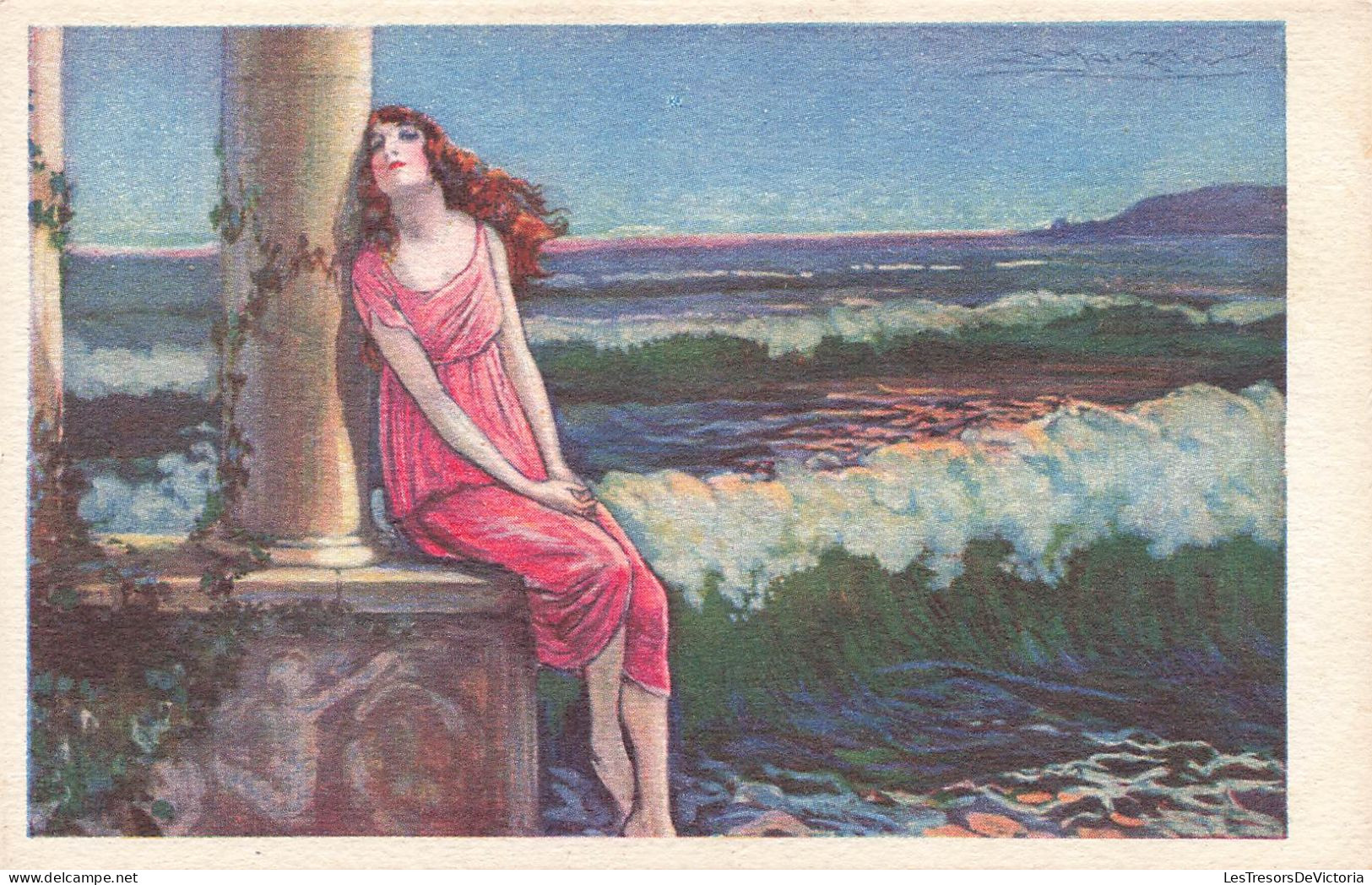 Illustrateur - Mauzan - Femme Assise Au Bord De La Mer - Carte Postale Ancienne - Mauzan, L.A.