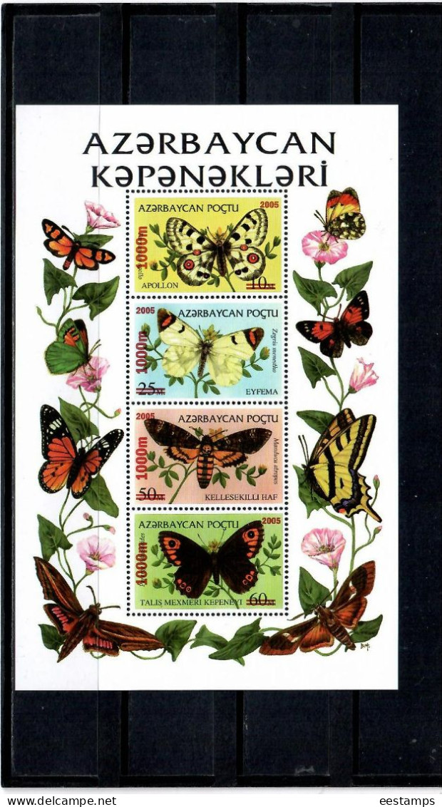 Azerbaijan 2005 . Ovpt "2005 1000m" On Butterfly S/S . Michel #  BL 60 - Aserbaidschan