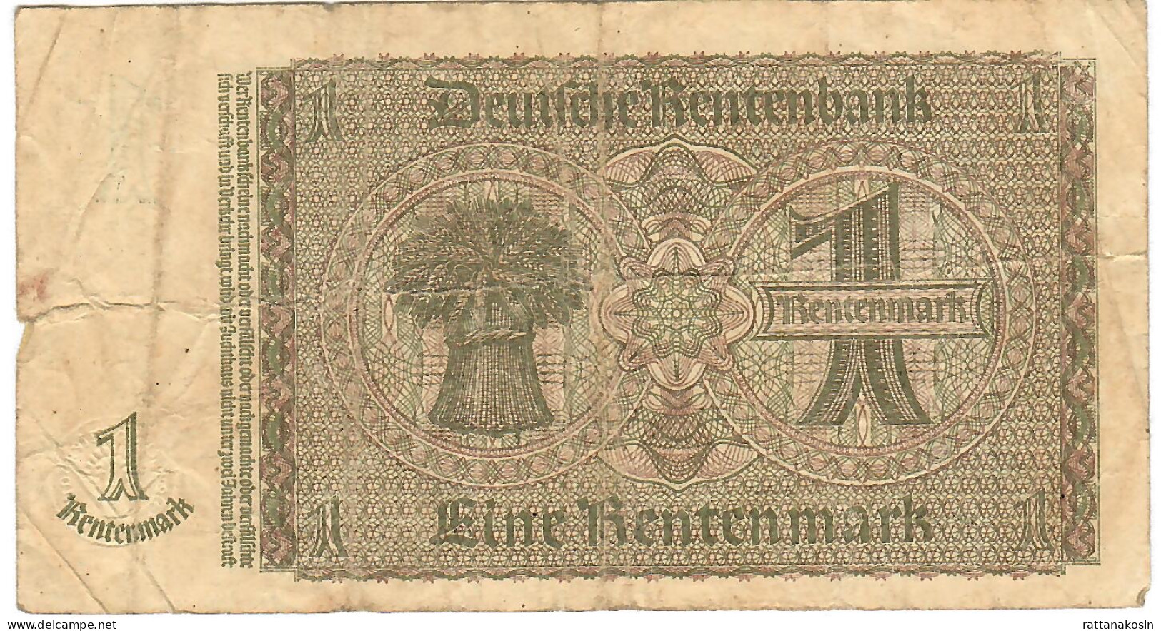 GERMANY P173b  1 RENTENMARK 1937   FINE - Other & Unclassified