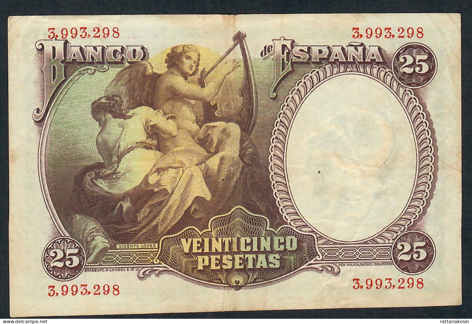 SPAIN P81 25 PESETAS 1931 #3.993...  VF - 25 Pesetas