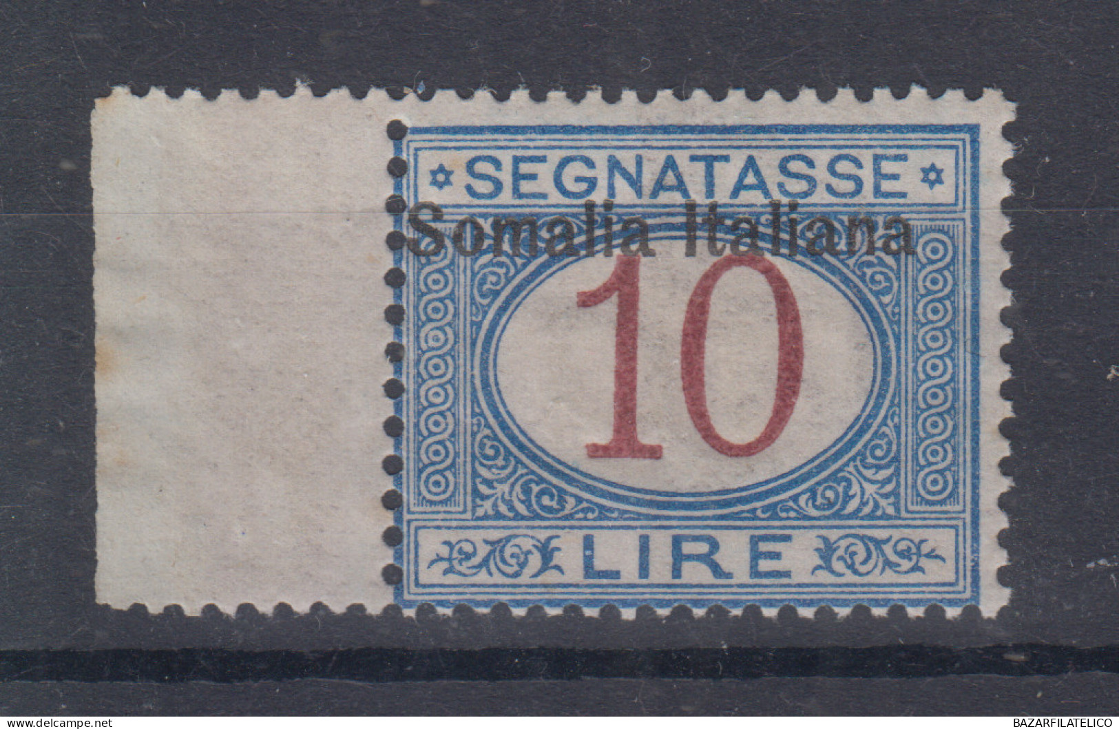COLONIE SOMALIA 1909 SEGNATASSE 10 LIRE N.22 G.I MNH** BORDO FOGLIO - Somalië