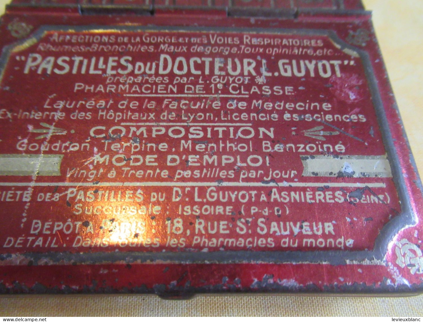 Boite Métallique/Médicament/Pastilles Du Docteur GUYOT/Pharmacien/ Asniéres - Issoire  /Vers 1920-1950         BFPP303 - Dozen