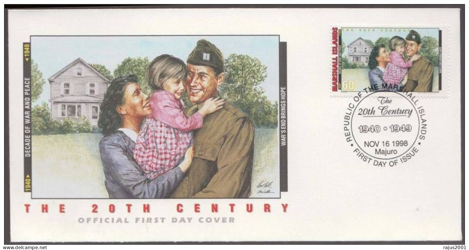 War's End Brings Hope, Families Are Reunited As Soldiers Returns Home, WWII, War Marshall Islands FDC - Guerre Mondiale (Seconde)