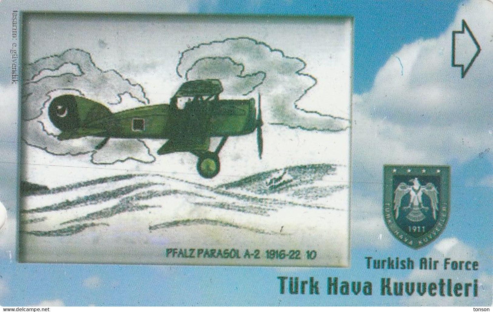 Turkey, TR-N-448, Turkish Air Force - 2, Pfalz Parasol A-2 1916-22,  2 Scans. - Turkey