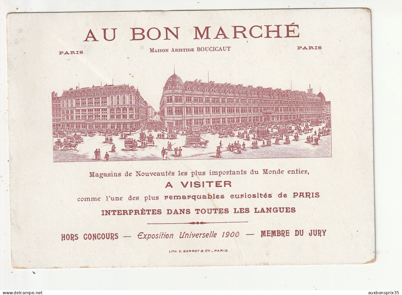 MAGASIN "AU BON MARCHE" - EXPOSITION UNIVERSELLE 1900 - PARIS - 75 - Werbepostkarten