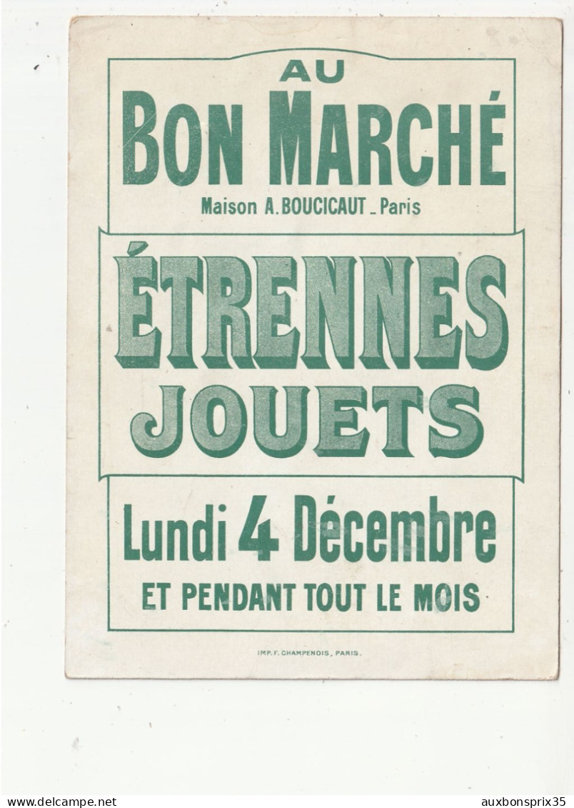 MAGASIN "AU BON MARCHE" - ETRENNES JOUETS - LUNDI 4 DECEMBRE - PARIS -  75 - Publicidad