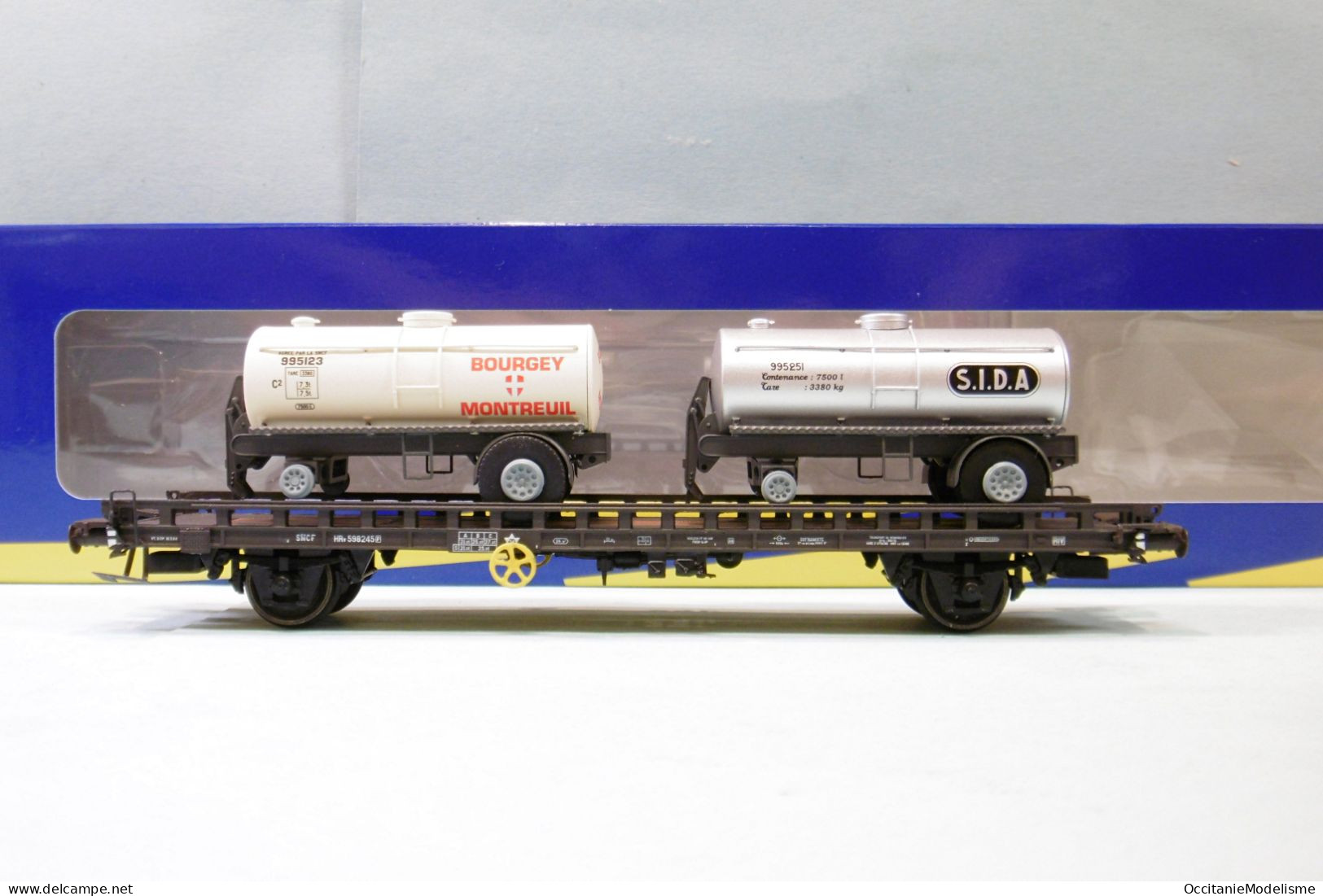 REE - WAGON UFR Biporteur Citernes S.I.D.A Bourgey-Montreuil SNCF Ep. III Réf. WB-613 Neuf NBO HO 1/87 - Goods Waggons (wagons)