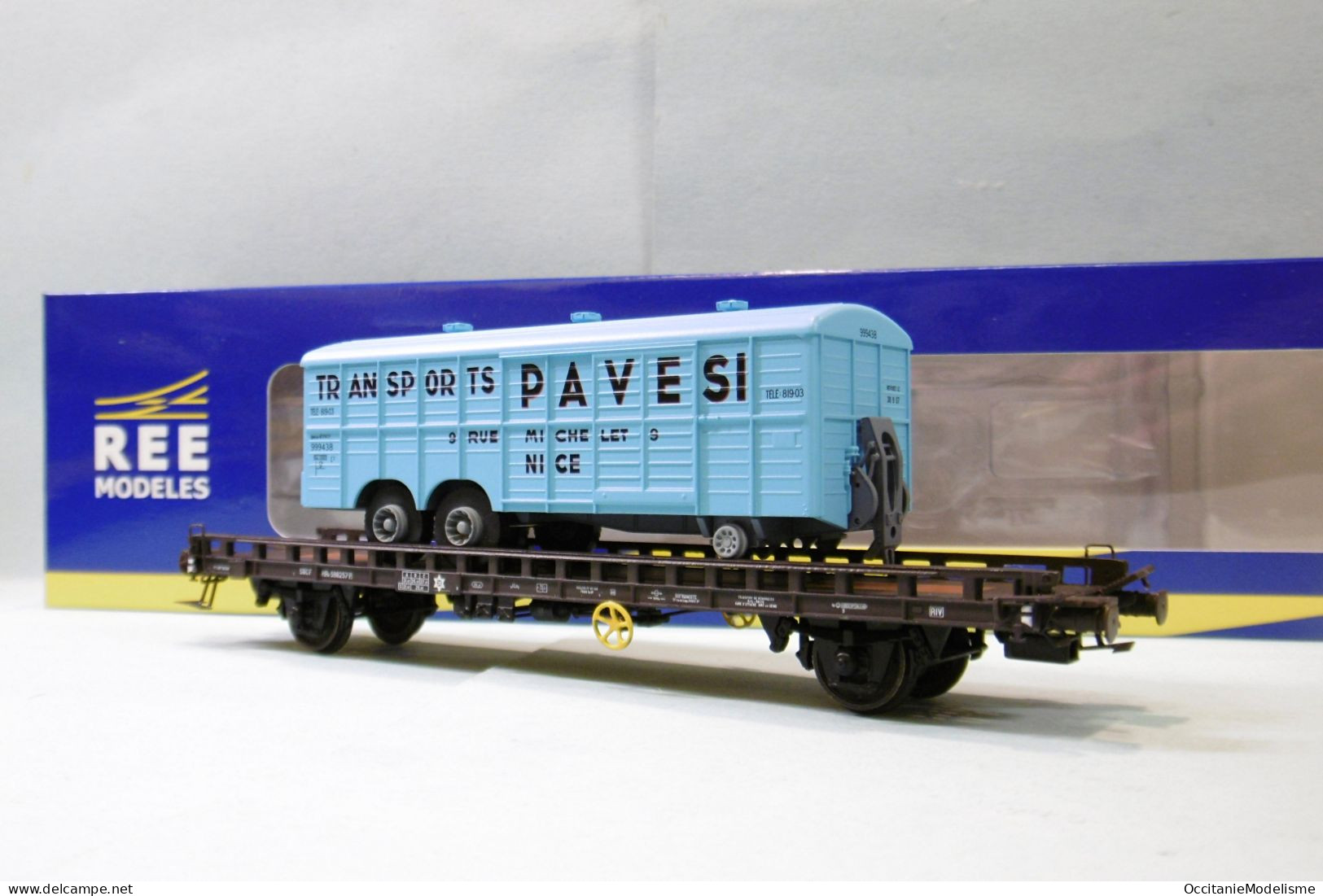 REE - WAGON UFR Biporteur PAVESI SNCF Ep. III Réf. WB-618 Neuf NBO HO 1/87 - Vagoni Merci