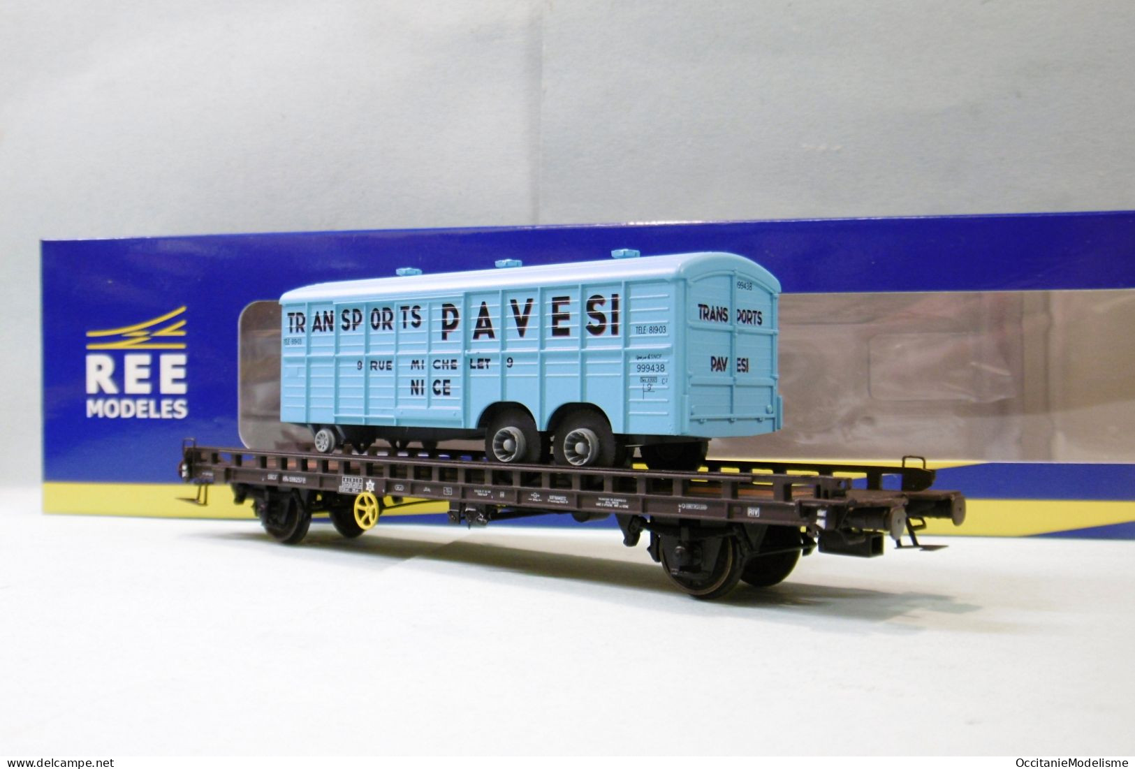 REE - WAGON UFR Biporteur PAVESI SNCF Ep. III Réf. WB-618 Neuf NBO HO 1/87 - Vagoni Merci