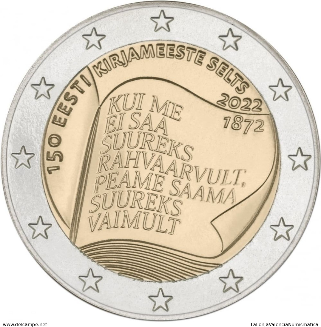 Estonia 2 Euros Conmemorativa 2022 150º Aniversario De La Sociedad Literaria De Estonia Km 104 Sc Unc - Estonie