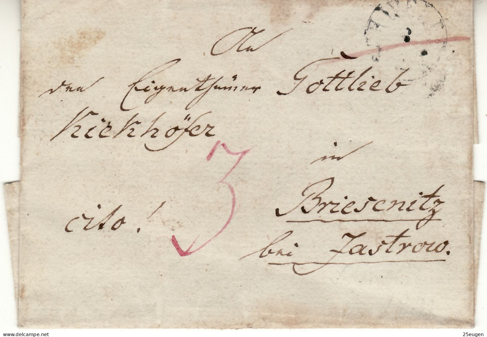 POLAND / GERMAN ANNEXATION 1841  LETTER  SENT FROM ŚWIDWIN /SCHIVELBEIN/ TO BRZEŻNICA /BRIESENITZ/ - ...-1860 Prephilately