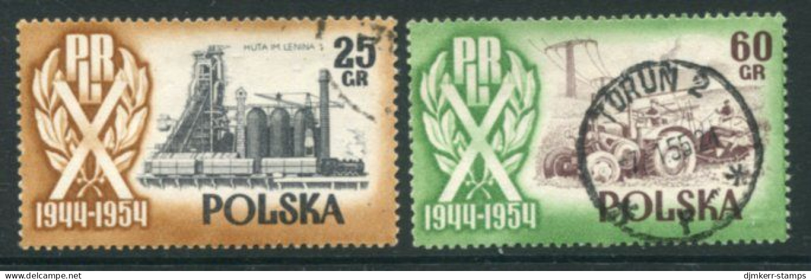 POLAND 1954 People's Republic Anniversary I Used..  Michel 877-78 - Used Stamps