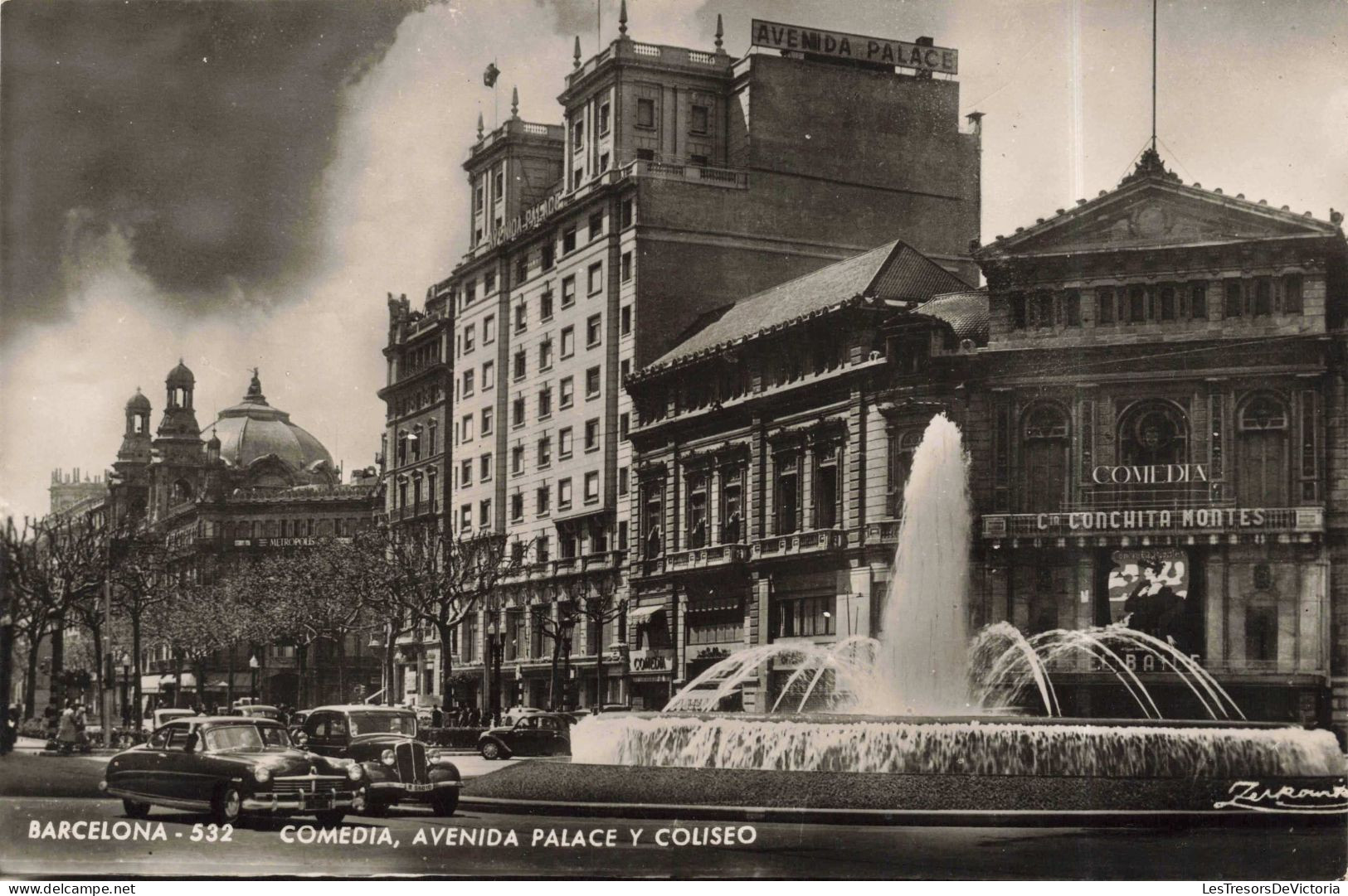 ESPAGNE - Barcelona - Avenue Du Palais Et Colisée - Animé -  Carte Postale Ancienne - Barcelona