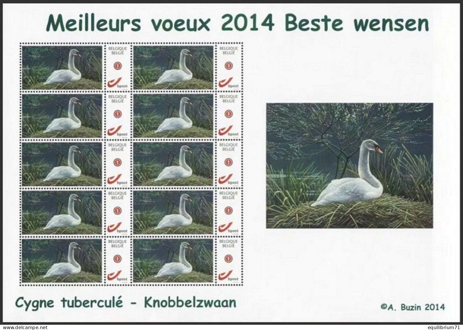 DUOSTAMP** / MYSTAMP** - Cygne Tuberculé / Knobbelzwaan / Höckerschwan / Mute Swan - BUZIN - Swans